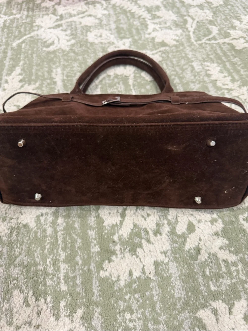 Classic Brown Suede Satchel Handbag